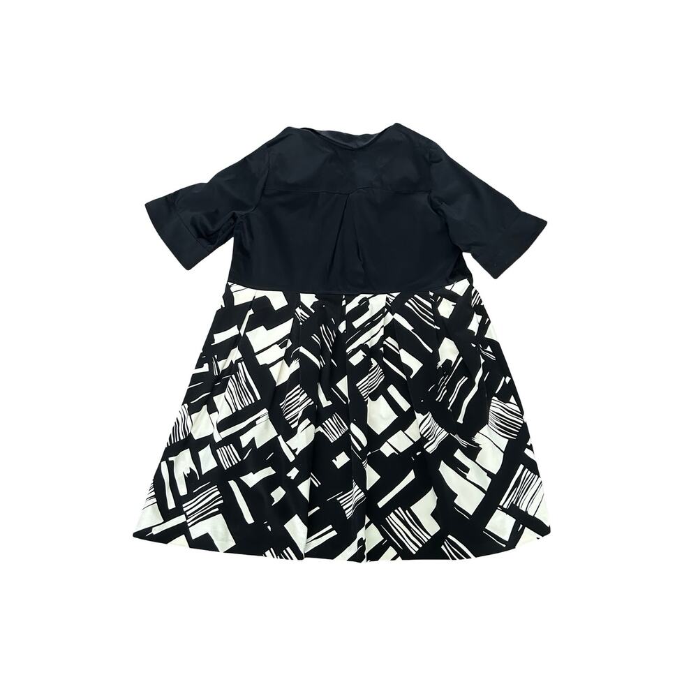 Donna Ricco 1/2 Sleeve Midi Black White A Line Pleated Dress Plus Sz 22 3X - Picture 3 of 5